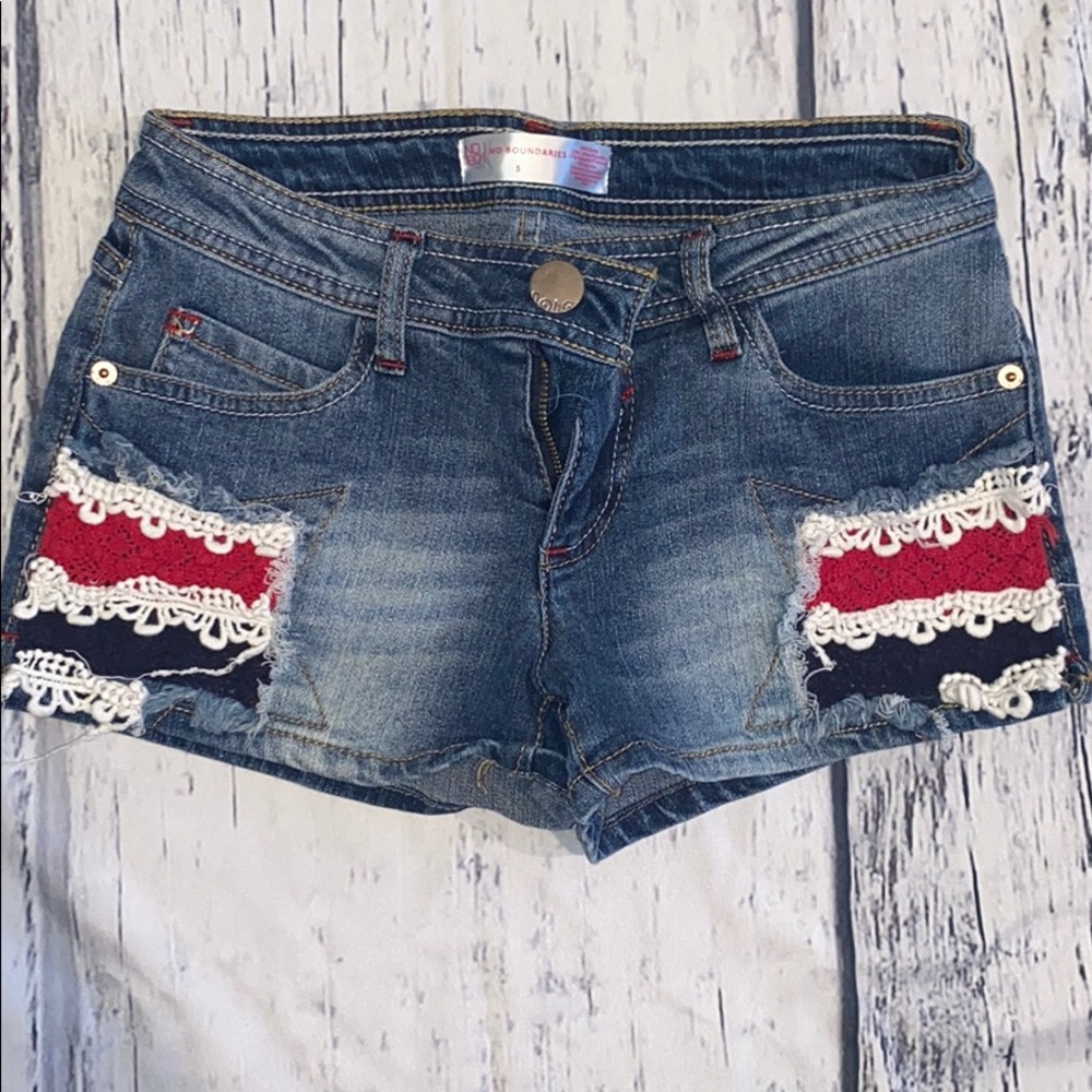 Blue jean shorts Red White Blue Fabric